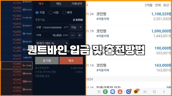 퀀트바인 입금 및 충전방법
