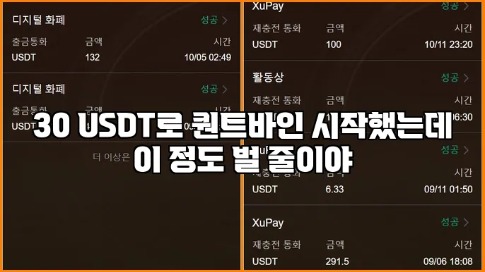 30 USDT로 퀀트바인 시작했는데 이 정도 벌 줄이야