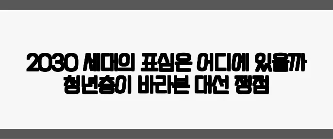 2030 세대의 표심은 어디에 있을까 청년층이 바라본 대선 쟁점