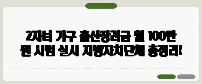 2자녀 가구 출산장려금 월 100만 원 시범 실시 지방자치단체 총정리!