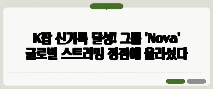 K팝 신기록 달성! 그룹 'Nova' 글로벌 스트리밍 정점에 올라섰다