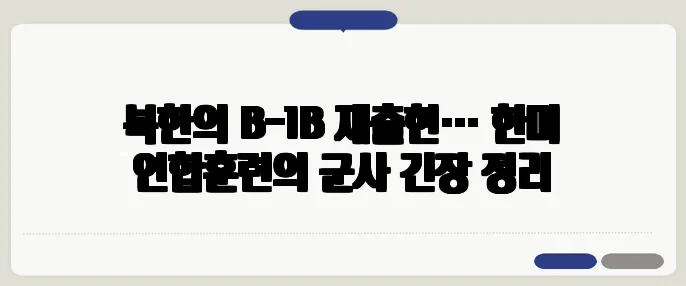 북한의 B-1B 재출현… 한미 연합훈련의 군사 긴장 정리