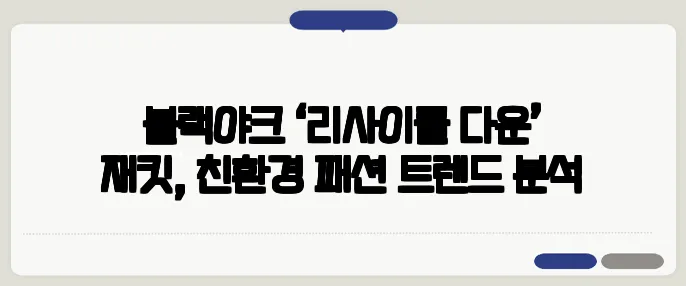 블랙야크 ‘리사이클 다운’ 재킷, 친환경 패션 트렌드 분석
