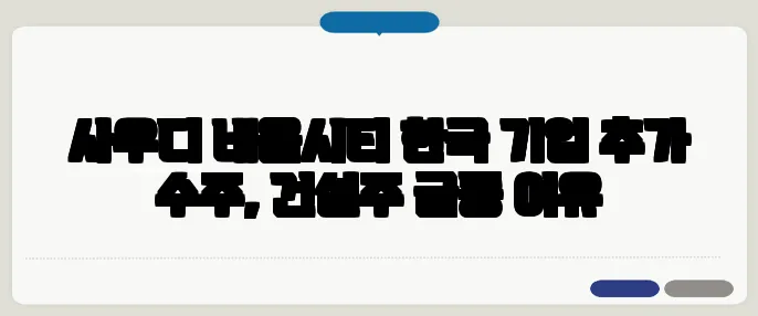 사우디 네옴시티 한국 기업 추가 수주, 건설주 급등 이유