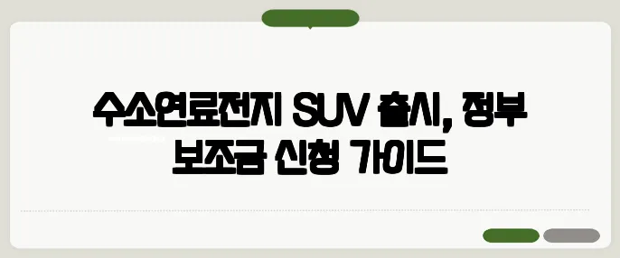 수소연료전지 SUV 출시, 정부 보조금 신청 가이드