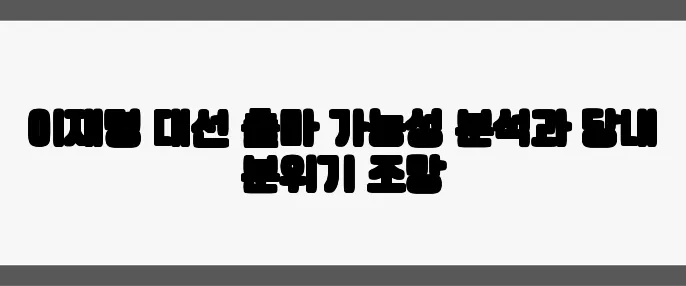이재명 대선 출마 가능성 분석과 당내 분위기 조망