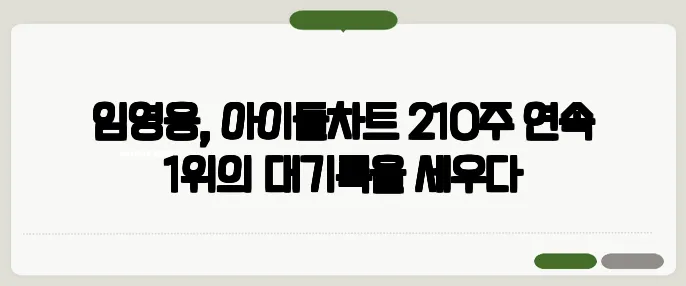 임영웅, 아이돌차트 210주 연속 1위의 대기록을 세우다