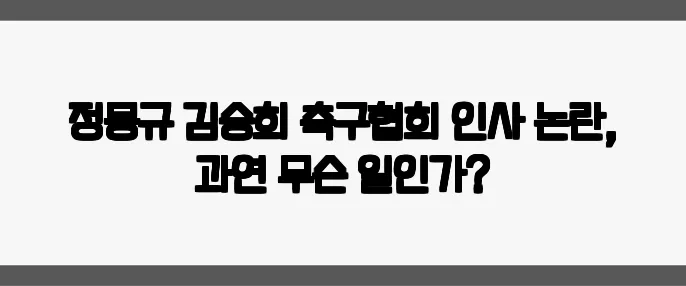 정몽규 김승희 축구협회 인사 논란, 과연 무슨 일인가?