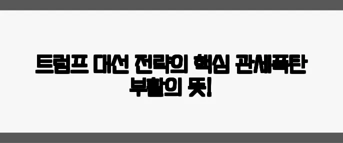 트럼프 대선 전략의 핵심 관세폭탄 부활의 뜻!