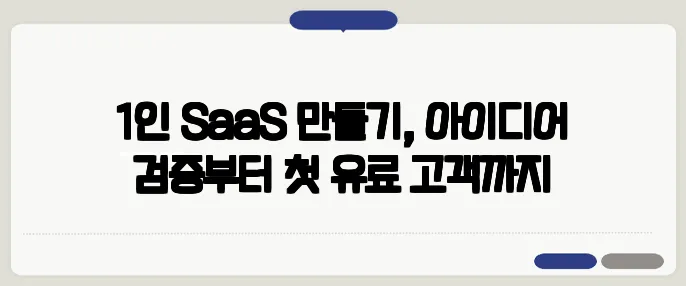 1인 SaaS 만들기, 아이디어 검증부터 첫 유료 고객까지