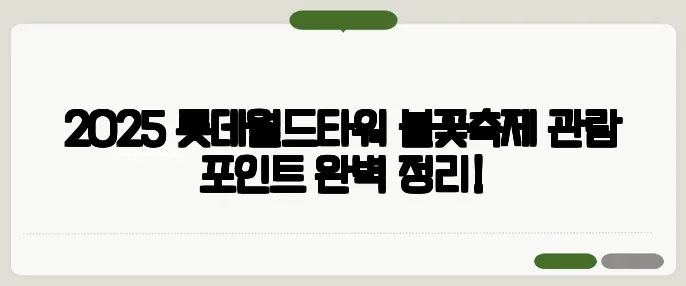 2025 롯데월드타워 불꽃축제 관람 포인트 완벽 정리!