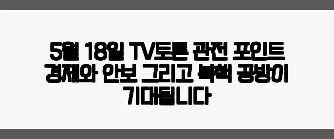 5월 18일 TV토론 관전 포인트 경제와 안보 그리고 북핵 공방이 기대됩니다