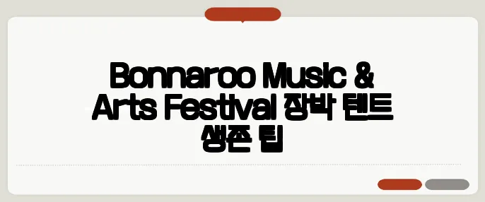 Bonnaroo Music & Arts Festival 장박 텐트 생존 팁