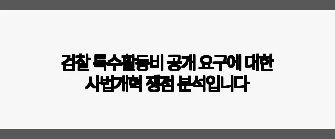 검찰 특수활동비 공개 요구에 대한 사법개혁 쟁점 분석입니다