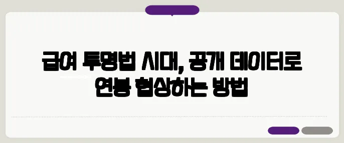 급여 투명법 시대, 공개 데이터로 연봉 협상하는 방법