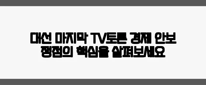 대선 마지막 TV토론 경제 안보 쟁점의 핵심을 살펴보세요