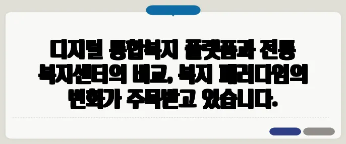 디지털 통합복지 플랫폼과 전통 복지센터의 비교, 복지 패러다임의 변화가 주목받고 있습니다.