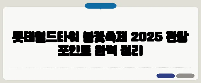 롯데월드타워 불꽃축제 2025 관람 포인트 완벽 정리