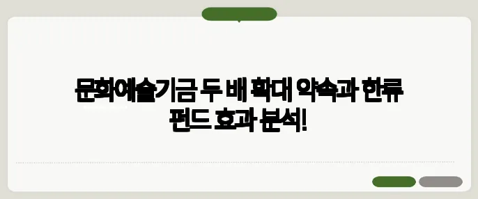 문화예술기금 두 배 확대 약속과 한류 펀드 효과 분석!