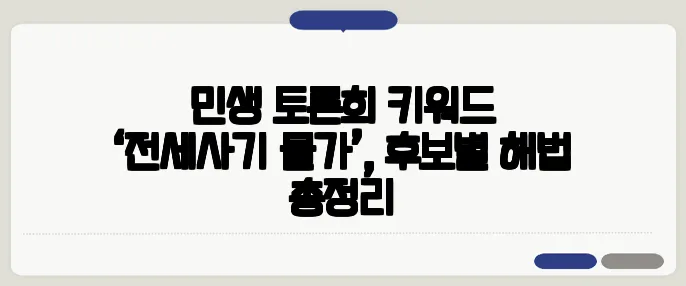 민생 토론회 키워드 ‘전세사기·물가’, 후보별 해법 총정리