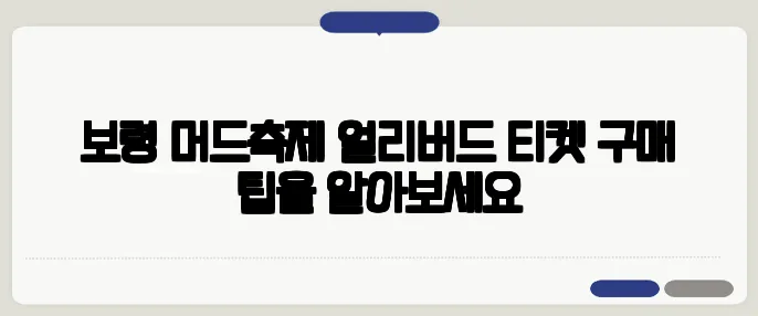 보령 머드축제 얼리버드 티켓 구매 팁을 알아보세요