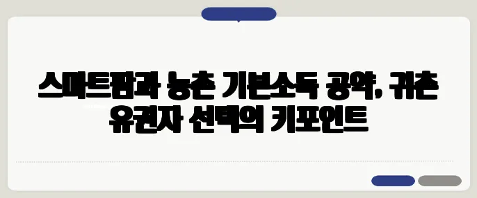 스마트팜과 농촌 기본소득 공약, 귀촌 유권자 선택의 키포인트
