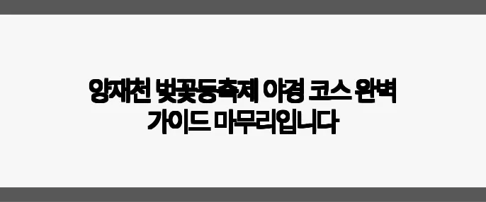 양재천 벚꽃등축제 야경 코스 완벽 가이드 마무리입니다