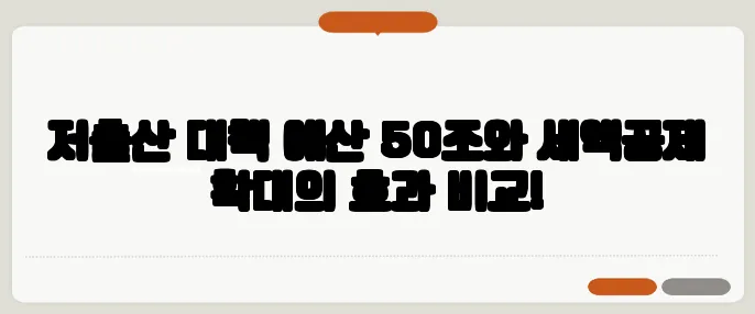 저출산 대책 예산 50조와 세액공제 확대의 효과 비교!