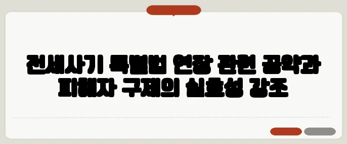 전세사기 특별법 연장 관련 공약과 피해자 구제의 실효성 강조