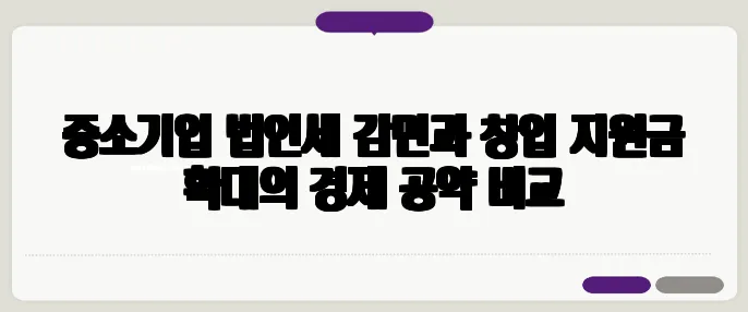 중소기업 법인세 감면과 창업 지원금 확대의 경제 공약 비교