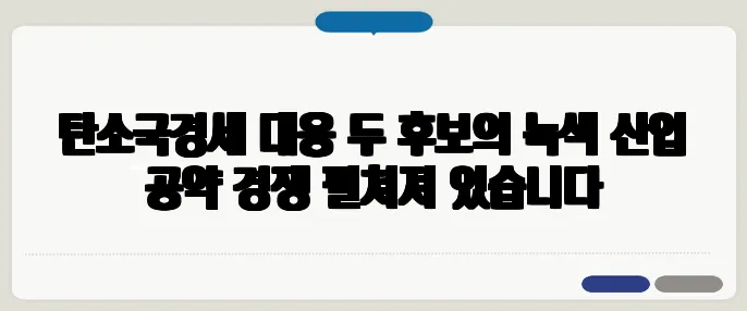 탄소국경세 대응 두 후보의 녹색 산업 공약 경쟁 펼쳐져 있습니다