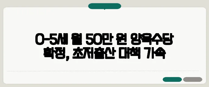 0-5세 월 50만 원 양육수당 확정, 초저출산 대책 가속