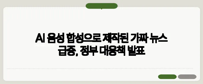 AI 음성 합성으로 제작된 가짜 뉴스 급증, 정부 대응책 발표