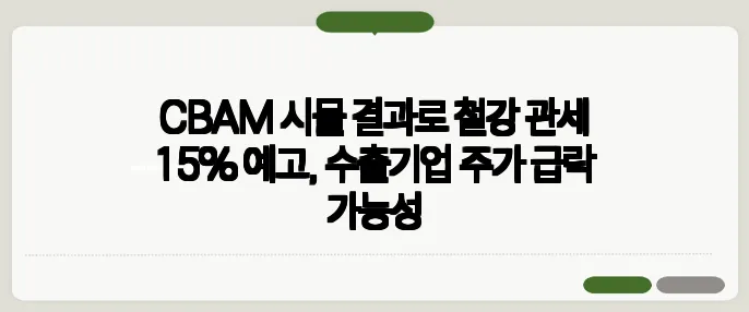 CBAM 시뮬 결과로 철강 관세 15% 예고, 수출기업 주가 급락 가능성