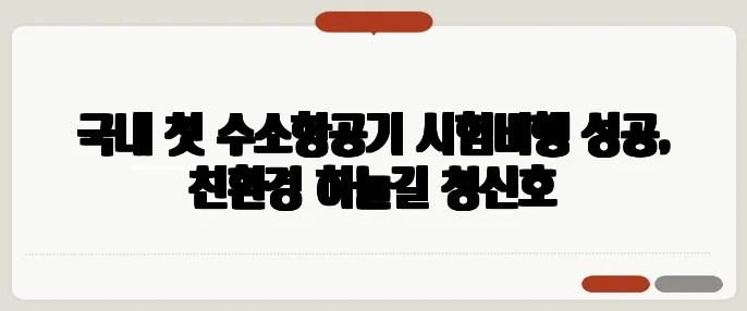 국내 첫 수소항공기 시험비행 성공, 친환경 하늘길 청신호