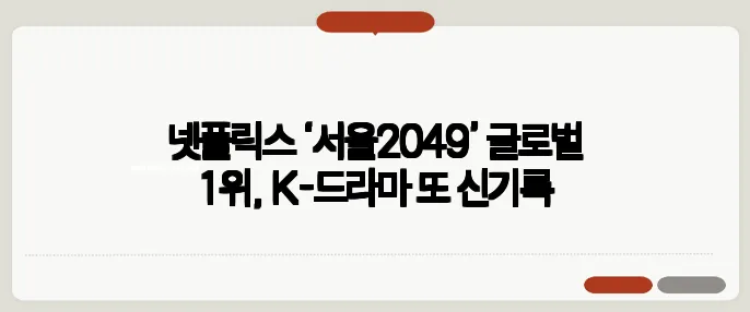 넷플릭스 ‘서울2049’ 글로벌 1위, K-드라마 또 신기록