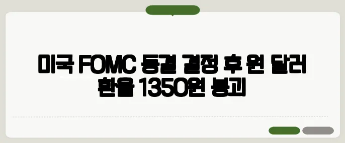 미국 FOMC 동결 결정 후 원·달러 환율 1350원 붕괴