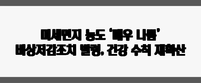 미세먼지 농도 ‘매우 나쁨’ 비상저감조치 발령, 건강 수칙 재확산