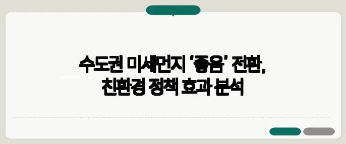 수도권 미세먼지 ‘좋음’ 전환, 친환경 정책 효과 분석
