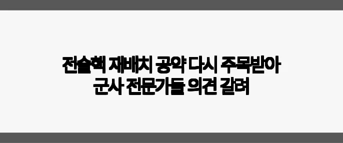 전술핵 재배치 공약 다시 주목받아 군사 전문가들 의견 갈려