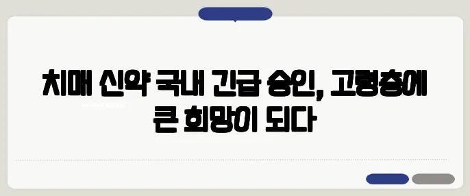 치매 신약 국내 긴급 승인, 고령층에 큰 희망이 되다