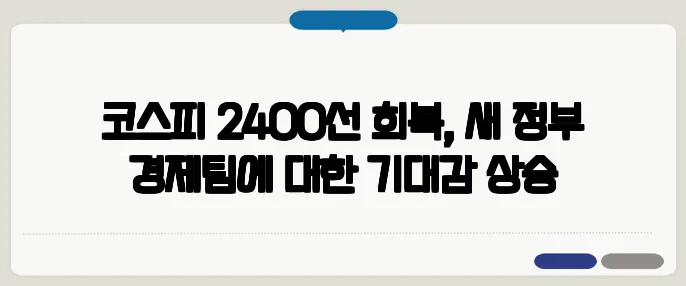 코스피 2400선 회복, 새 정부 경제팀에 대한 기대감 상승