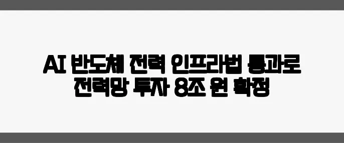 AI 반도체 전력 인프라법 통과로 전력망 투자 8조 원 확정