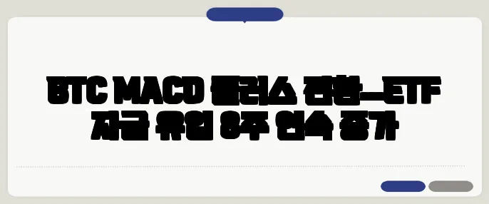 BTC MACD 플러스 전환…ETF 자금 유입 8주 연속 증가