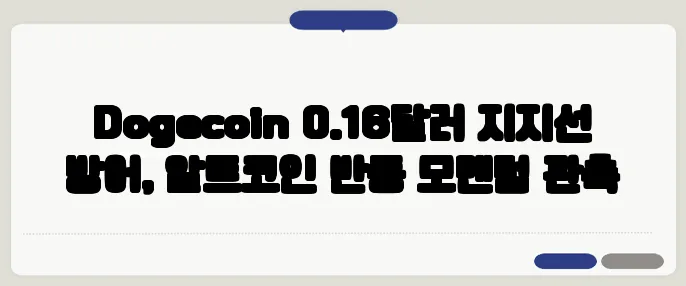 Dogecoin 0.16달러 지지선 방어, 알트코인 반등 모멘텀 관측