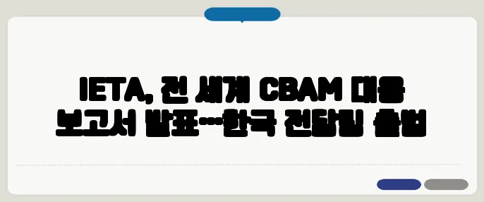 IETA, 전 세계 CBAM 대응 보고서 발표…한국 전담팀 출범
