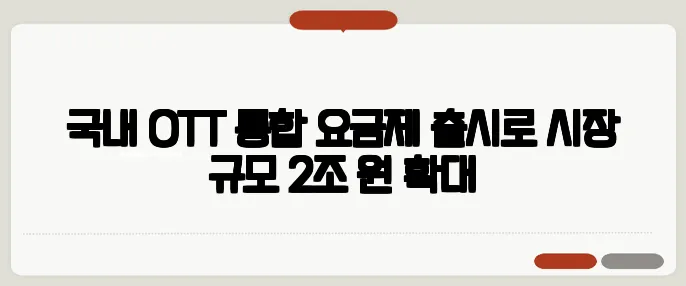 국내 OTT 통합 요금제 출시로 시장 규모 2조 원 확대