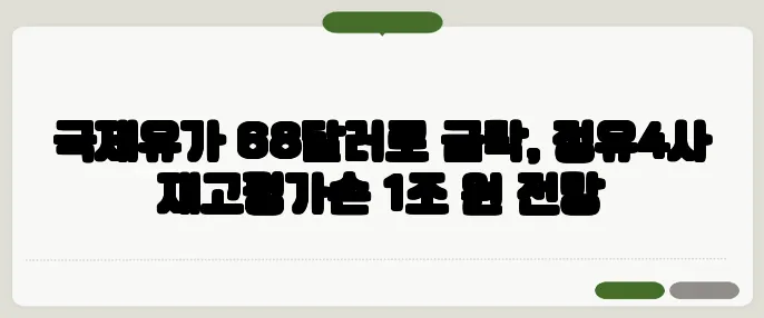 국제유가 68달러로 급락, 정유4사 재고평가손 1조 원 전망