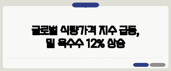 글로벌 식량가격 지수 급등, 밀·옥수수 12% 상승