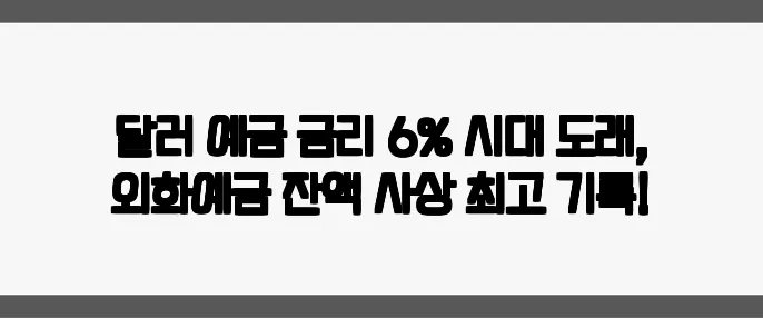 달러 예금 금리 6% 시대 도래, 외화예금 잔액 사상 최고 기록!